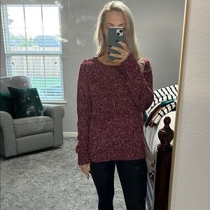 St. John's Bay Women's Burgundy Crew Neck Sweater